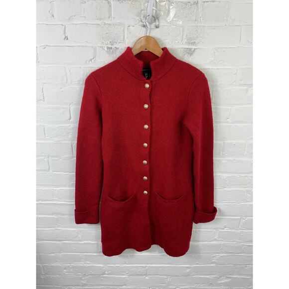 Adrienne Vittadini Women's Funnel Neck Cardigan Sweater Long Sleeve Red Size XS - Picture 1 of 4